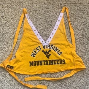 WVU Mountaineers Gold Halter Tie-Back Top Size M